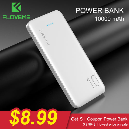 FLOVEME Power Bank 10000mAh Portable Charger For Samsung Xiaomi mi Mobile External Battery Powerbank 10000 mAh Poverbank Phone